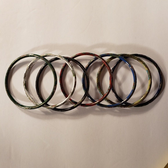 Vintage Multi Colored Cloisonn'e Bangle Bracelets - Picture 8 of 8